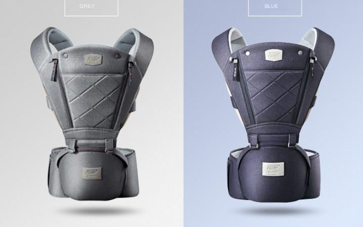 Thumbnail: Baby Carrier with Bass Bear Hip Seat for Front Carry