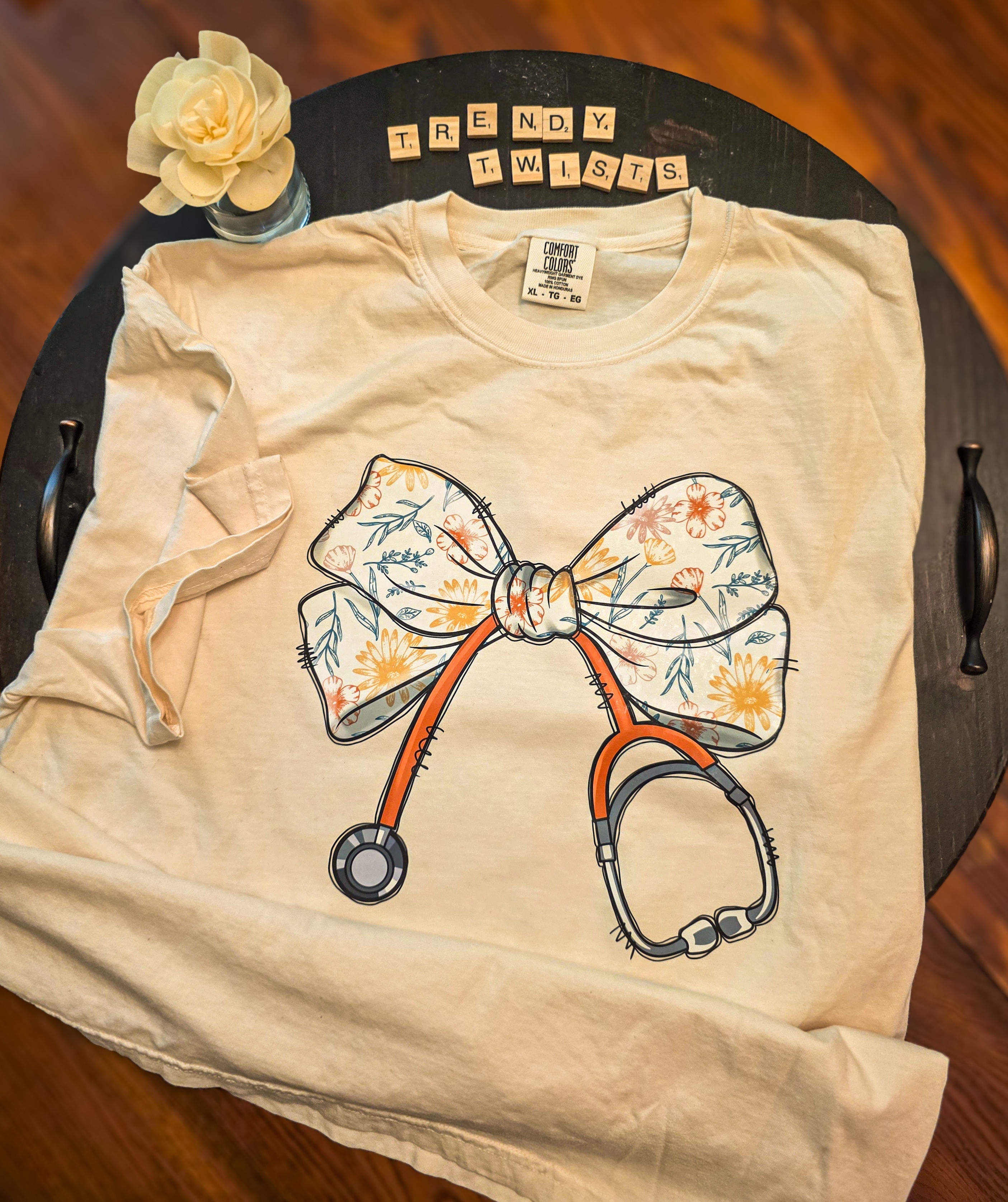 Floral Stethoscope Bow