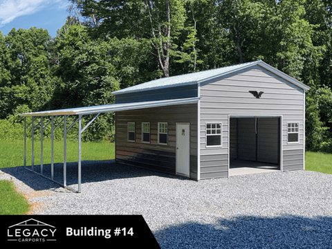 33x25x12/7 Garage with Lean-To