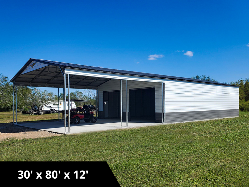 Extra Long Metal Carport With Storage Combo Unit