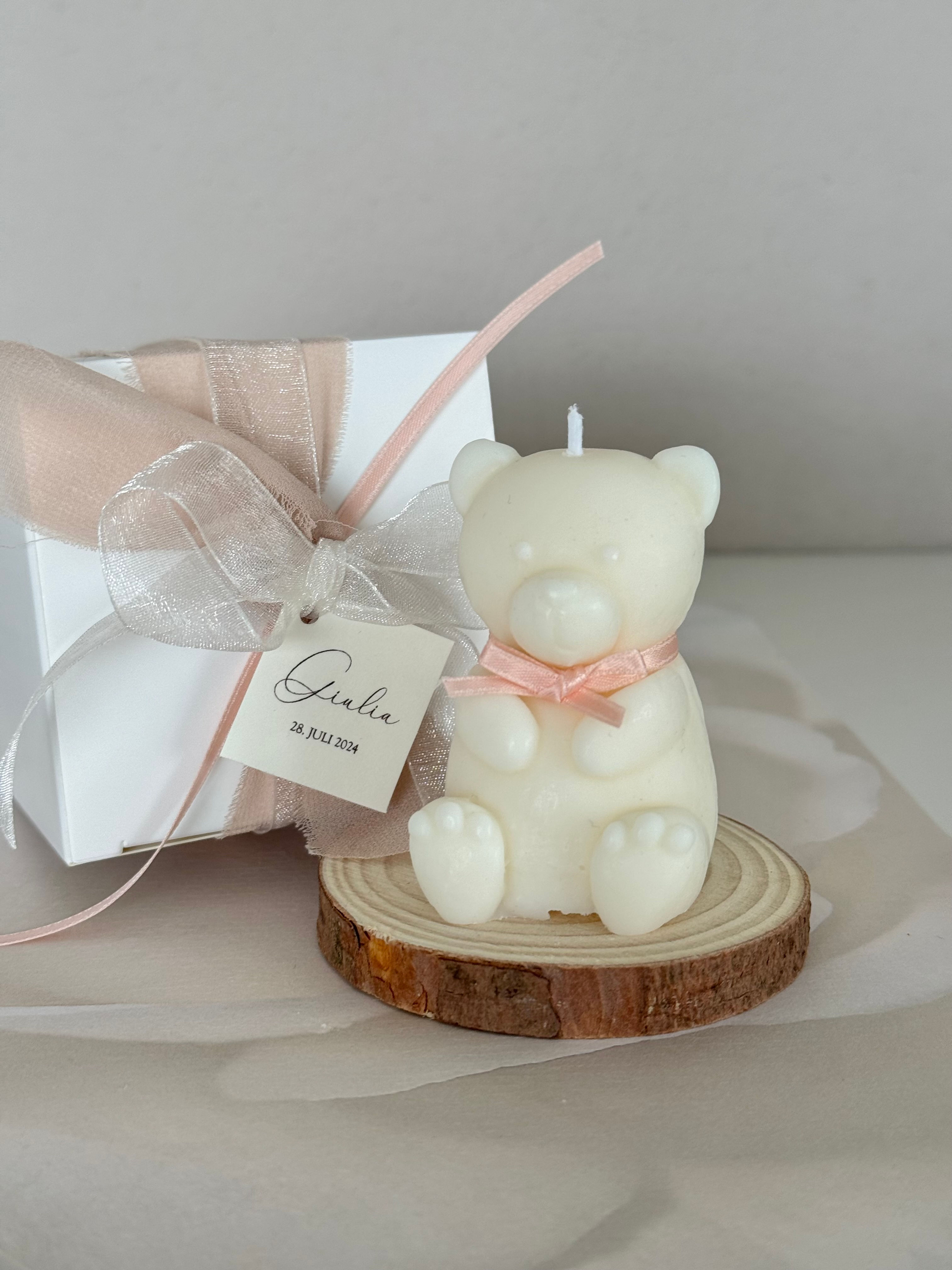 Gastgeschenk Kerze "bear rosa"