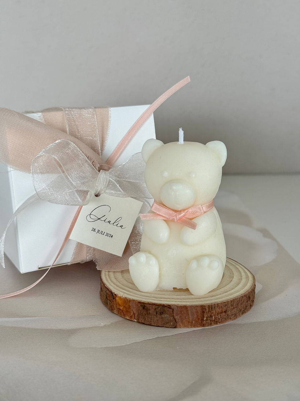 Guest gift candle “bear pink”