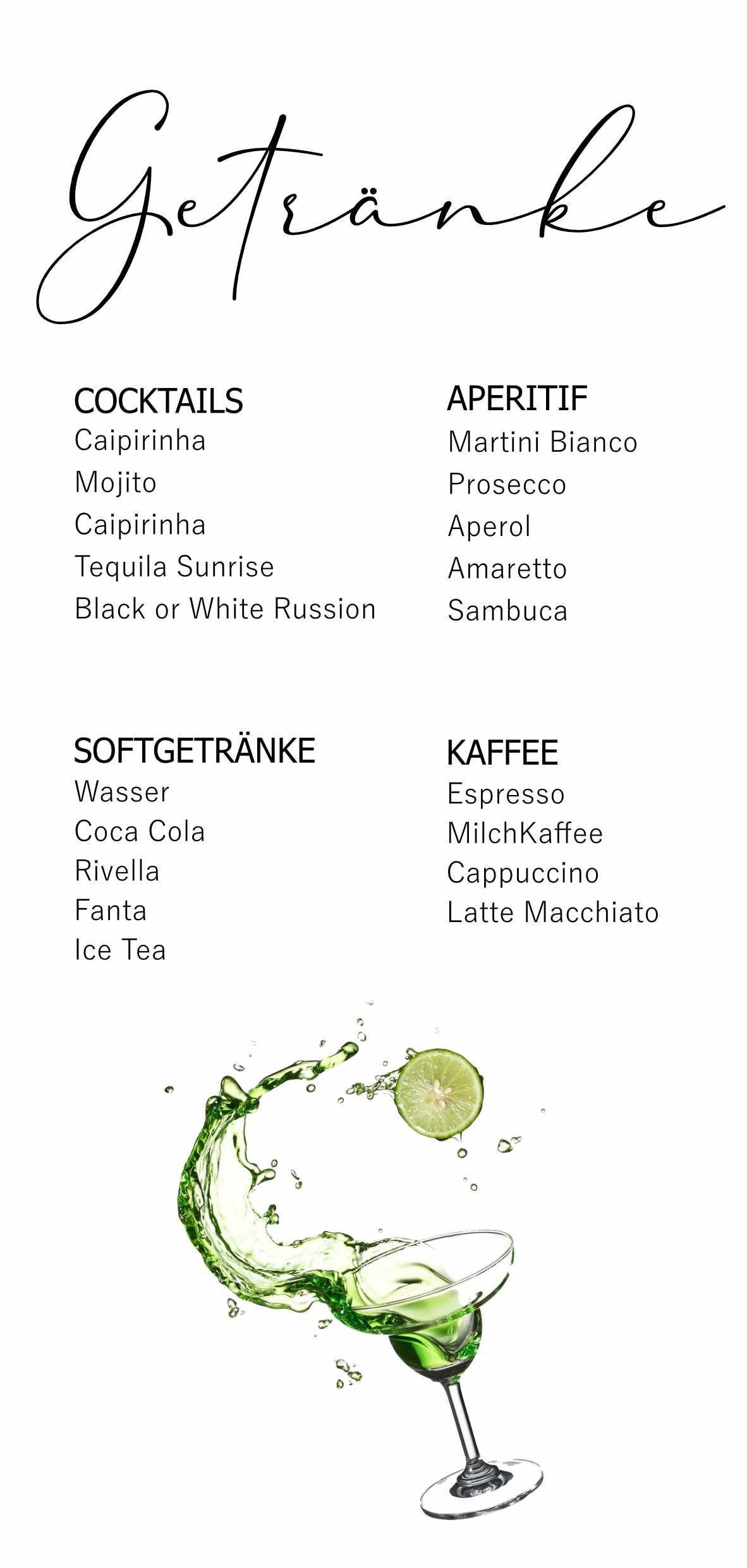 Getränkekarte "lime"