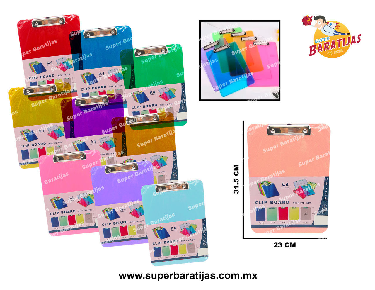 (1E19) TABLA PORTAPAPELES TRASLUCIDA
