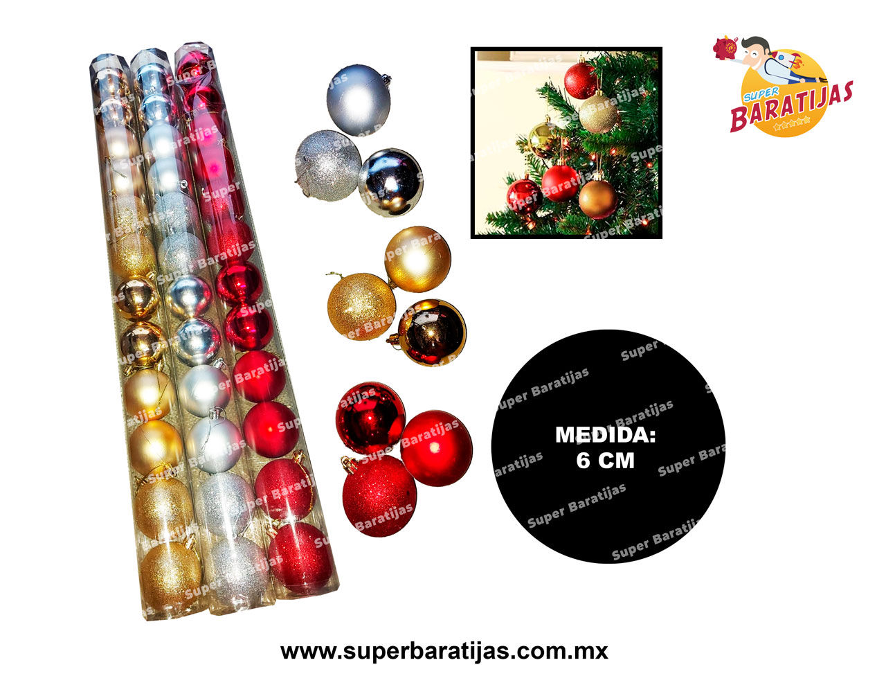 (3K17) ESFERA NAVIDEÑA TUBO C/12