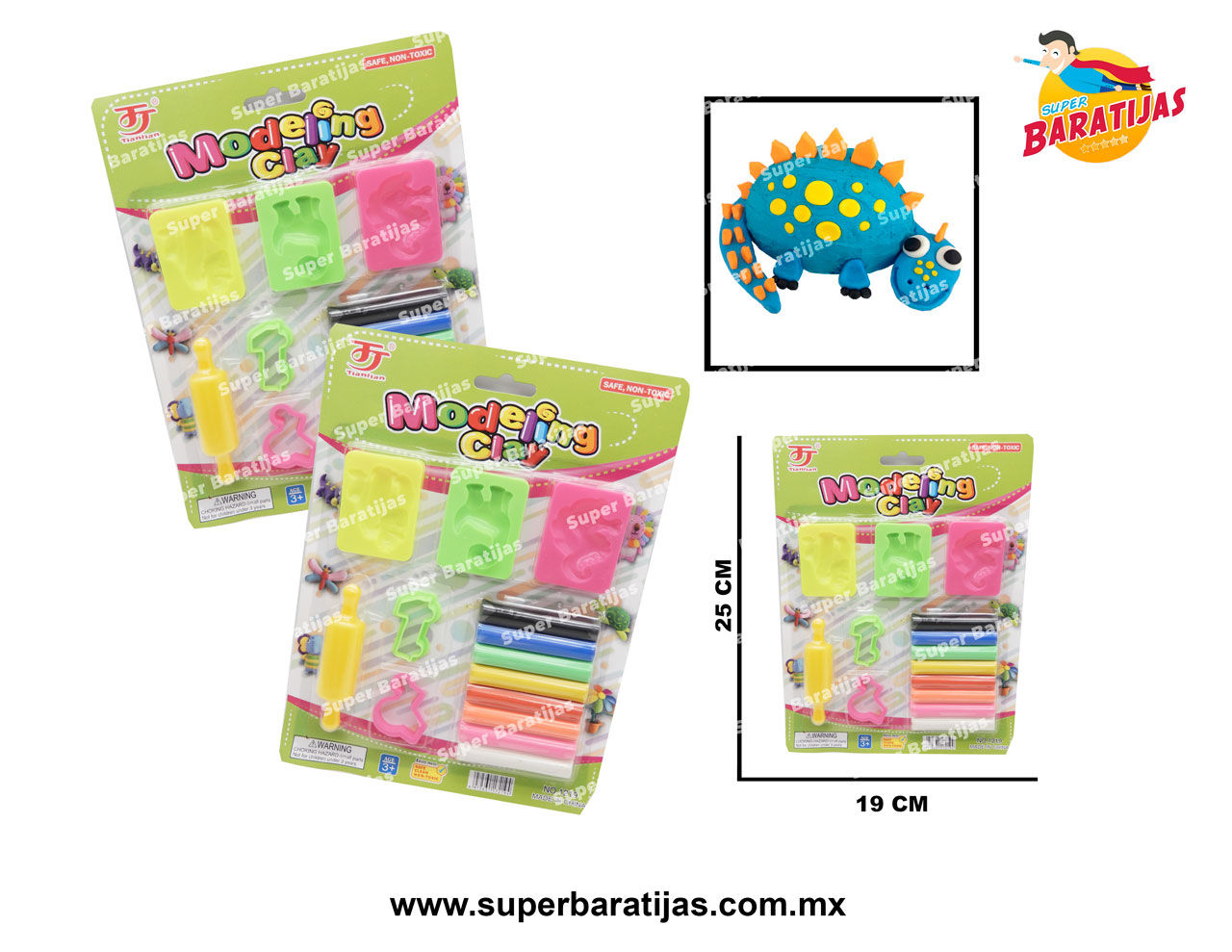 (1E20) PLASTILINA C/8 COLORES, 3 MOLDES Y 3 ACCESORIOS