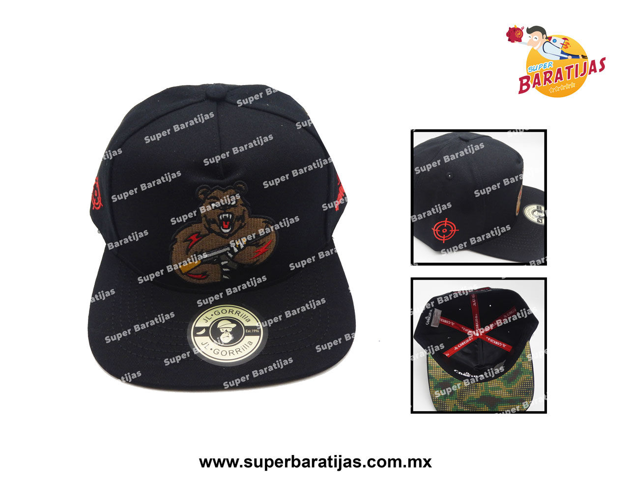 (4A7) GORRA JL GORILA OSO R15 (NEGRO/NEGRO)