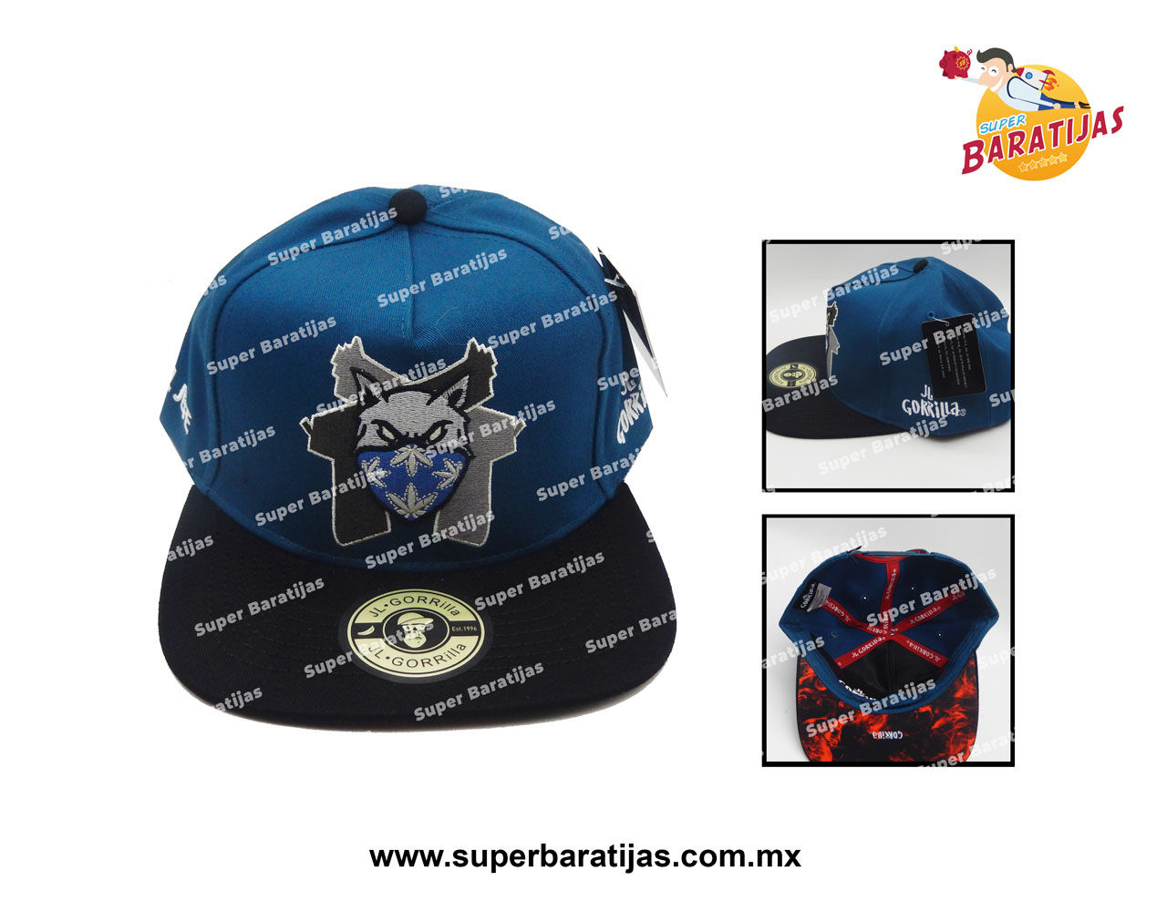 (4A7) GORRA JL GORILA LOBO 2 ESCUADRAS (MARINO, NEGRO)