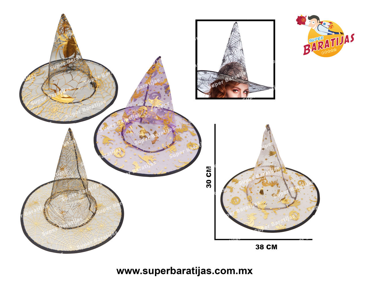 (1P27) SOMBRERO BRUJA HALLOWEEN