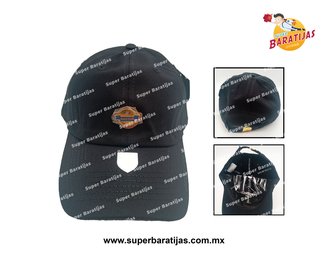 (4A12) GORRA POLO OVALO DORADO POLO (NEGRO)