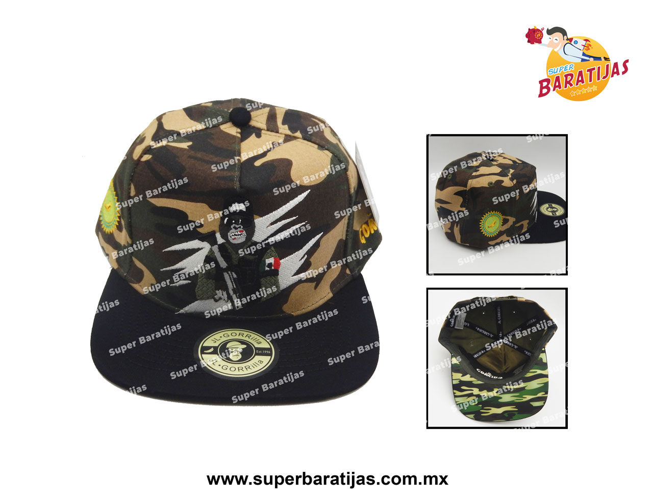 (4A7) GORRA JL GORILA GORILA RIFLE (CAMUFLAJE/NEGRO)