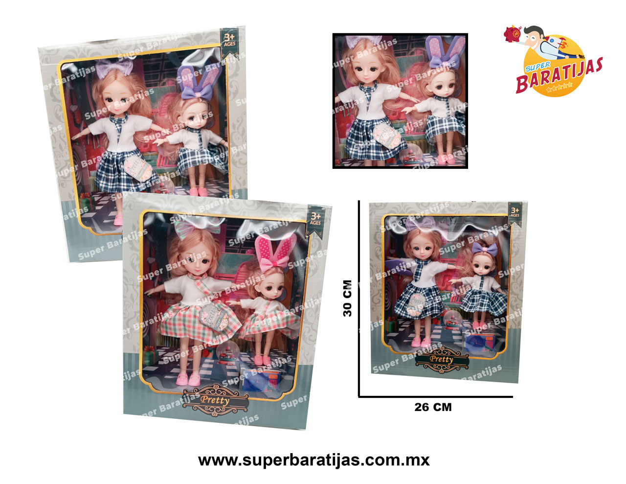 (3B9) SET MUÑECA C/2 Y ACCESORIOS