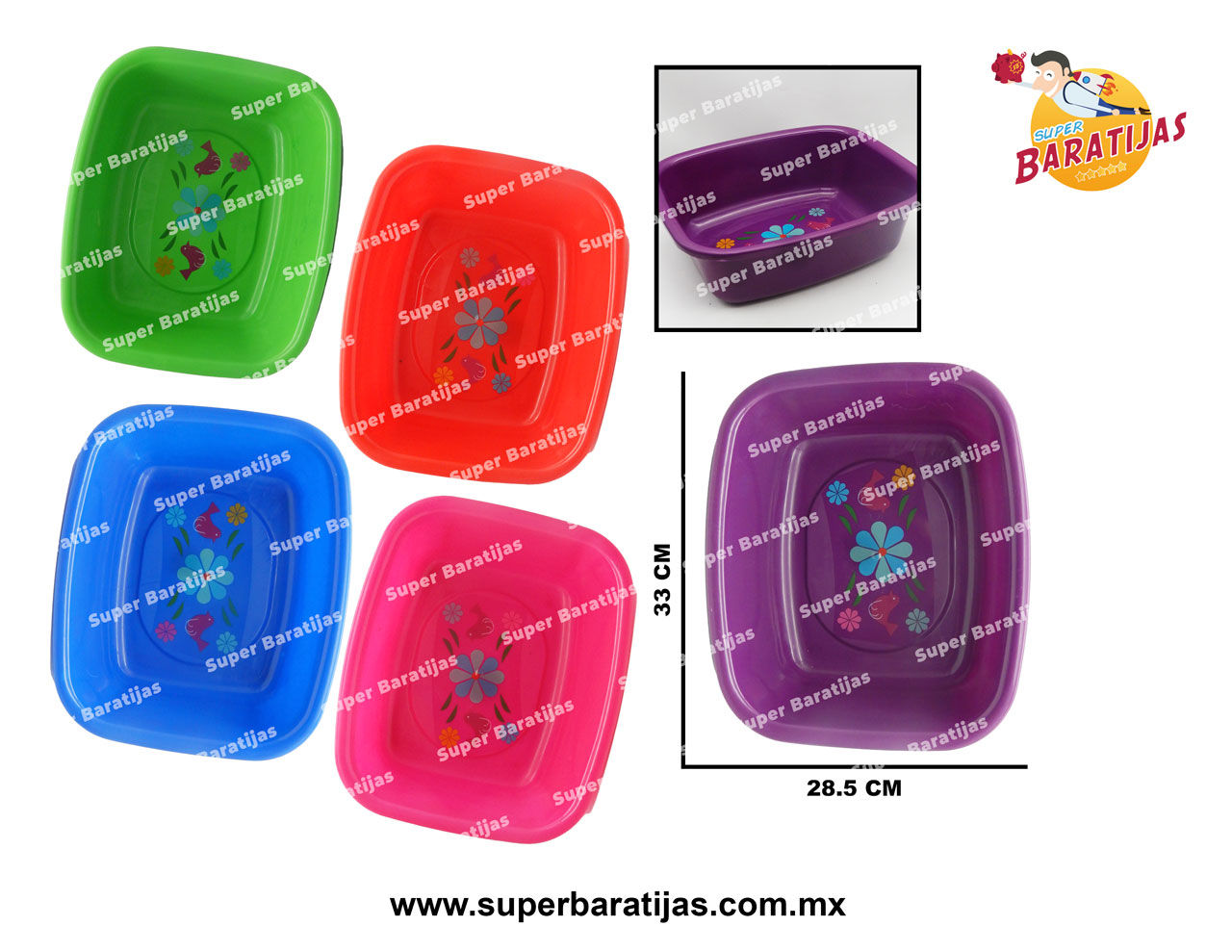 (2D5) ( 2F15, 2G17) PALANGANA RECTANGULAR DECORADA CHE
