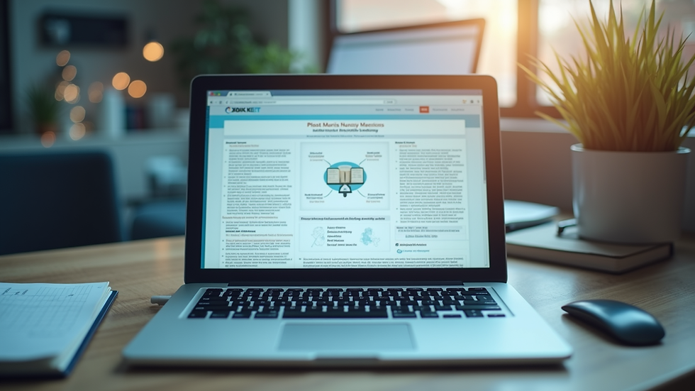 Eye-level view of a laptop displaying nursing study materials