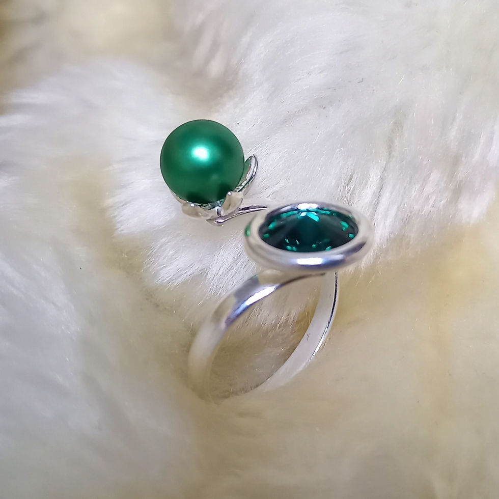 Miniatyrbild: ATROPA Belladonna Green Pearl Silver Ring