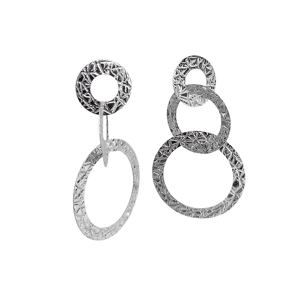 THRUD Hammered Circles Rhodium Earrings