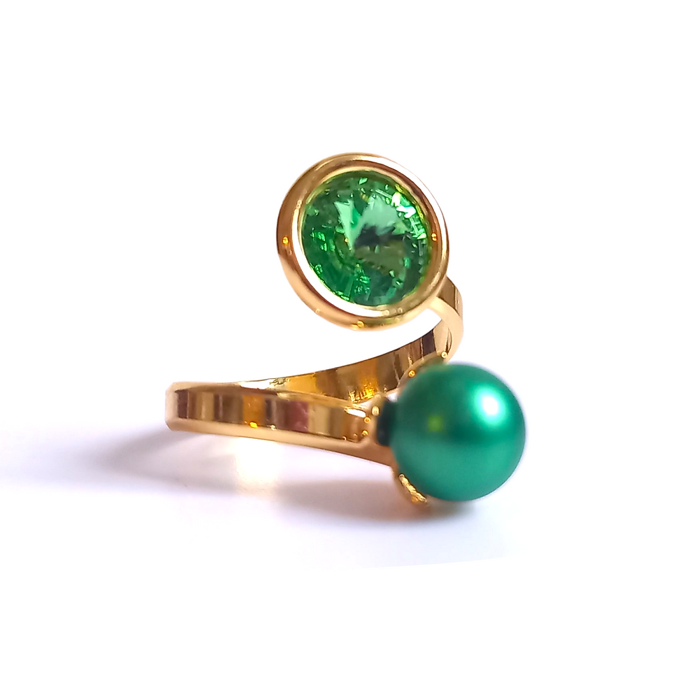 Miniatyrbild: ATROPA Belladonna Green Pearl Golden Ring