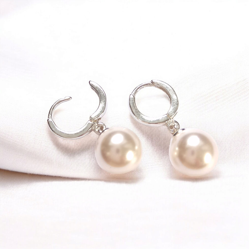 Miniatyrbild: ATROPA Classic Pearl Silver Earhoops