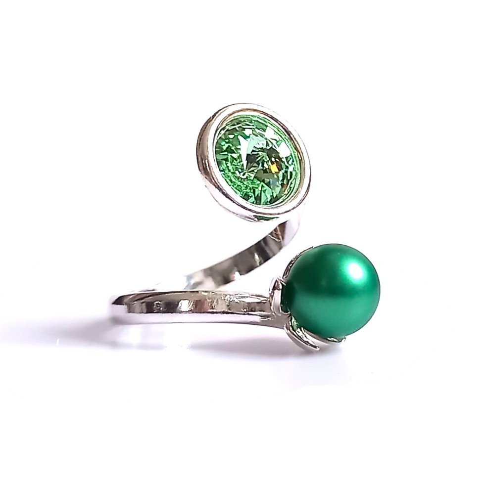 Miniatyrbild: ATROPA Belladonna Green Pearl Silver Ring