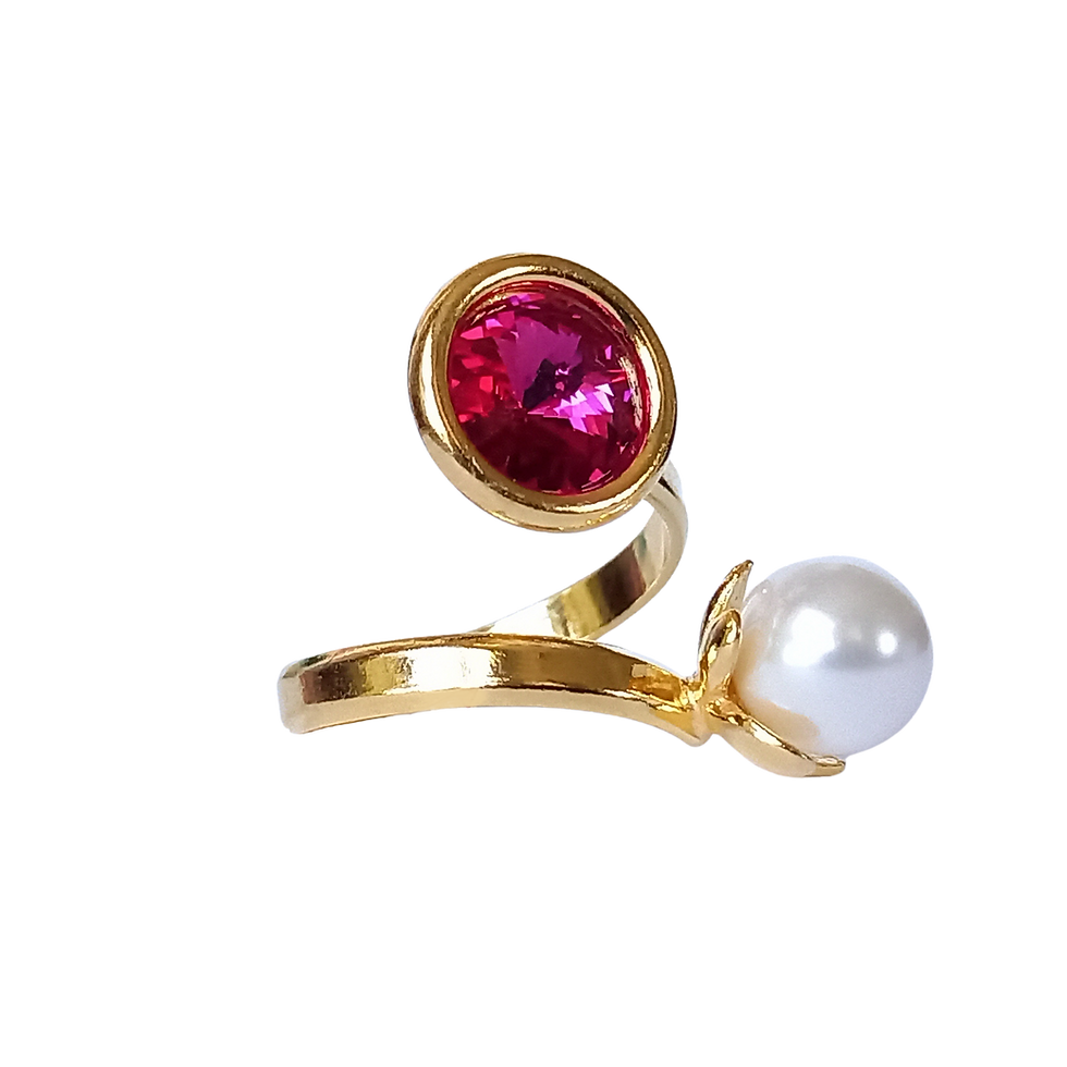Miniatyrbild: ATROPA Belladonna White Pearl Golden Ring