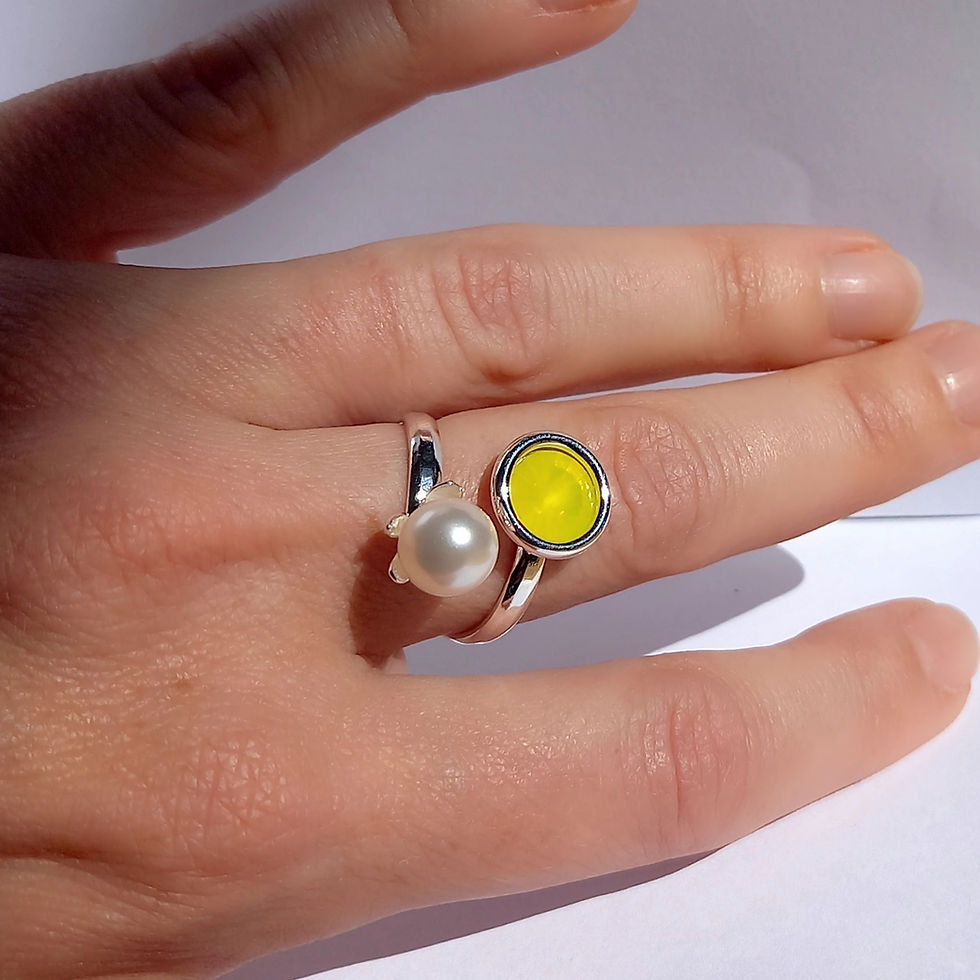 Miniatyrbild: ATROPA Belladonna White Pearl Silver Ring
