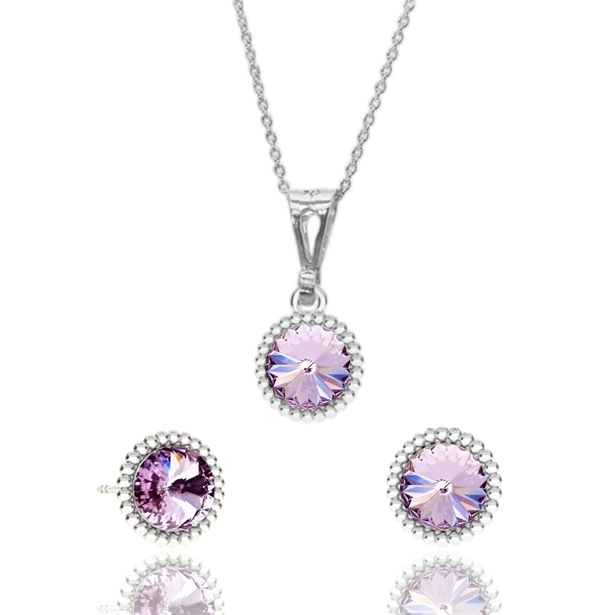 Miniatyrbild: SET NAJAD Pendant Drop Silver Necklace & Studs