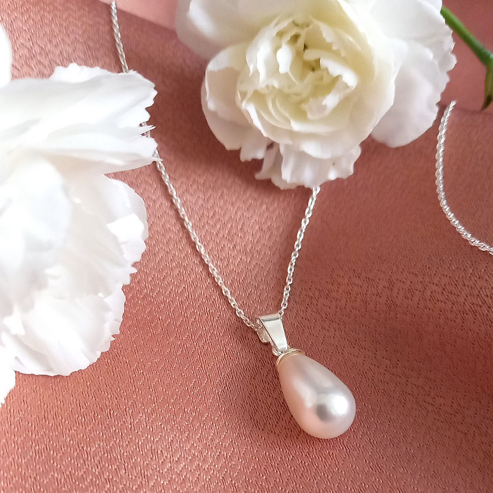 Miniatyrbild: ATROPA Pearl Drop Silver Necklace