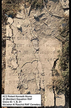 AC2 Munro headstone Ma'asker Al Raschid Cemetery, Baghdad