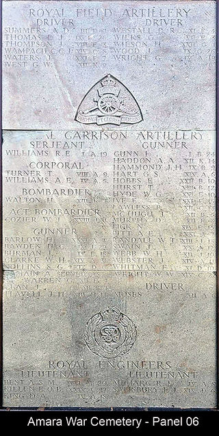 Amara War Cemetery Memorial Panel 06