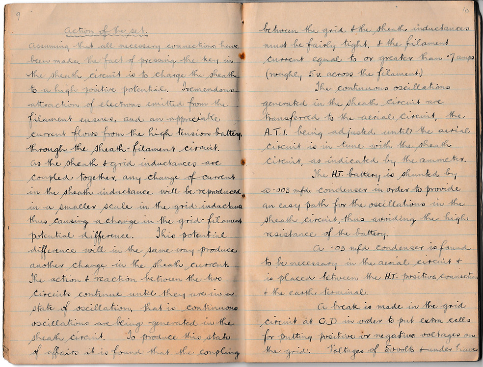 Extended informatin as to the 'Action' of the aircraft transmitter Type W, used by the RFC / RAF during te latter part of the Great War