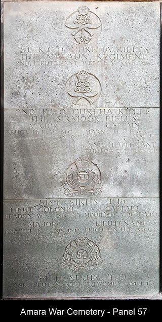 Amara War Cemetery Memorial Panel 57