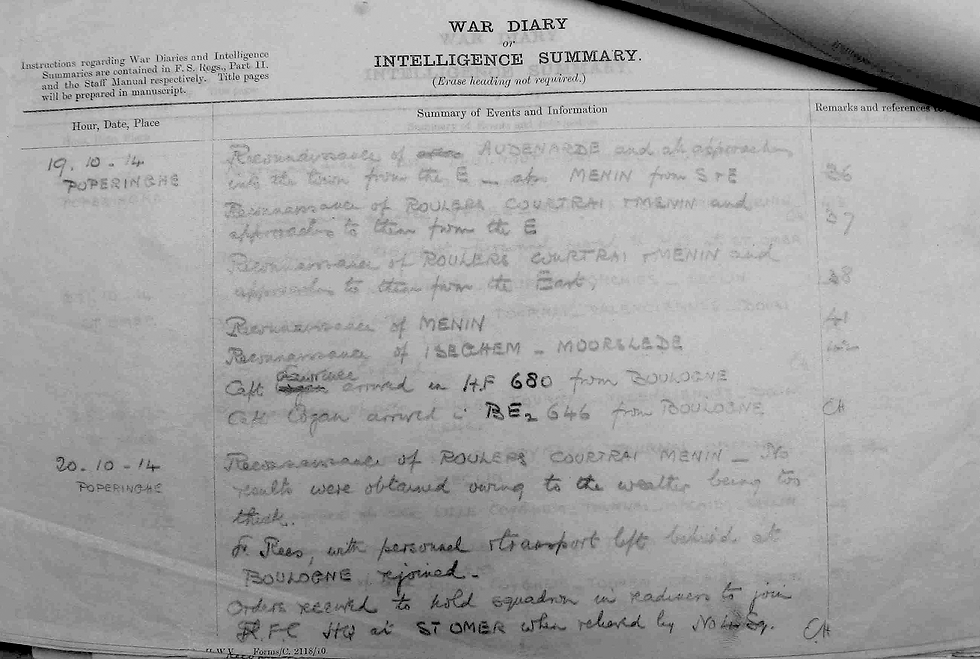 6 Squadron War Diary for 20th October 1914