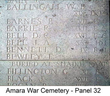 Panel 49 of the Amara War Cemetery Memorial Screen Wall