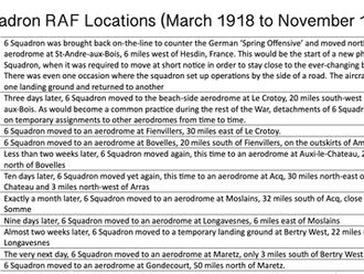 6 Squadron RAF WW1 Bases
