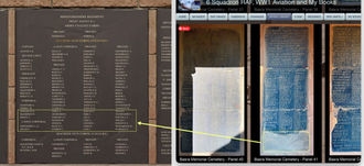 CWGC Digital Basra Memorial panel and the damaged panel at the real Basra Memorial in Iraq