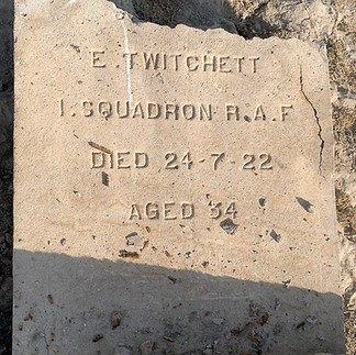 Surviving headstone for Sgt Edwin J Twitchett No. 1 Squadron RAF at Ma'Asker Al Raschid RAF Cemetery