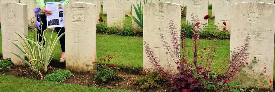 Graves at Doullens Communal Cemetery of Cpt Reeder and Lt Egner of 6 Squadron and Cpt Scales and Major Ford British Army