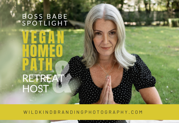 Liverpool reiki master and homeopath meditating in her garden during her personal branding photoshoot.