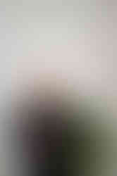 Web designer stands smiling against a white wall with a green plant beside her.