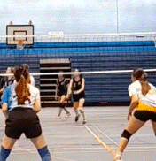 GIF of brand photographer, Kayleigh King, spiking volleyball in a game.
