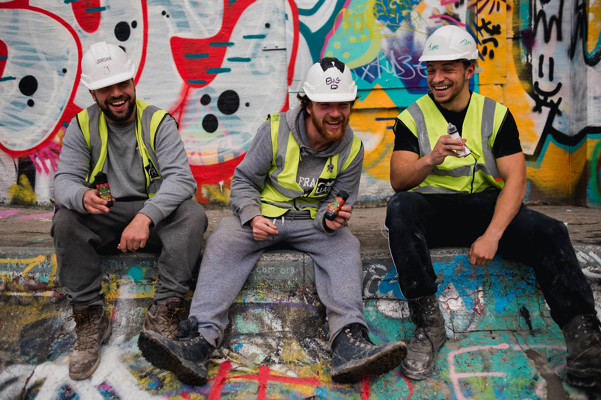 Construction workers at New Bird Skatepark in Liverpool
