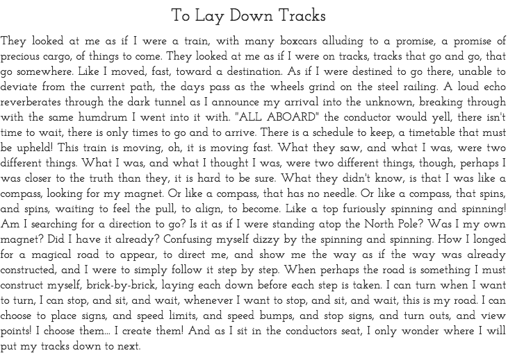To Lay Down Tracks