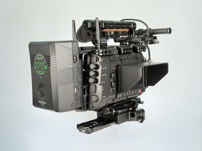 URSA Cine 17K 65 side screen, connections and rear battery