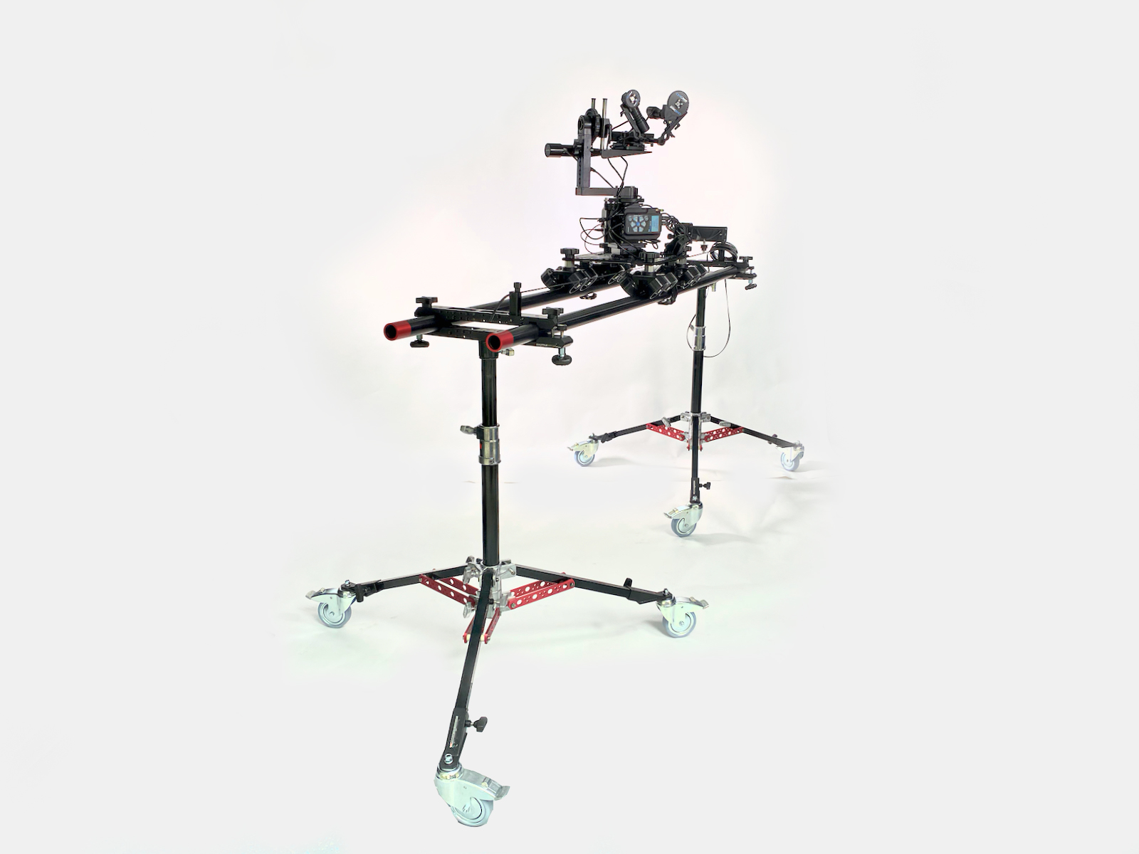 Kessler Shuttle Dolly on parallel rails with a mounted motion-control head