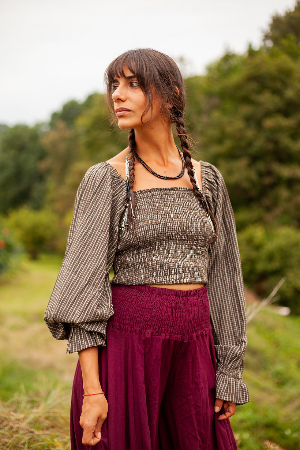 Thumbnail: Woven Checkered Blouse
