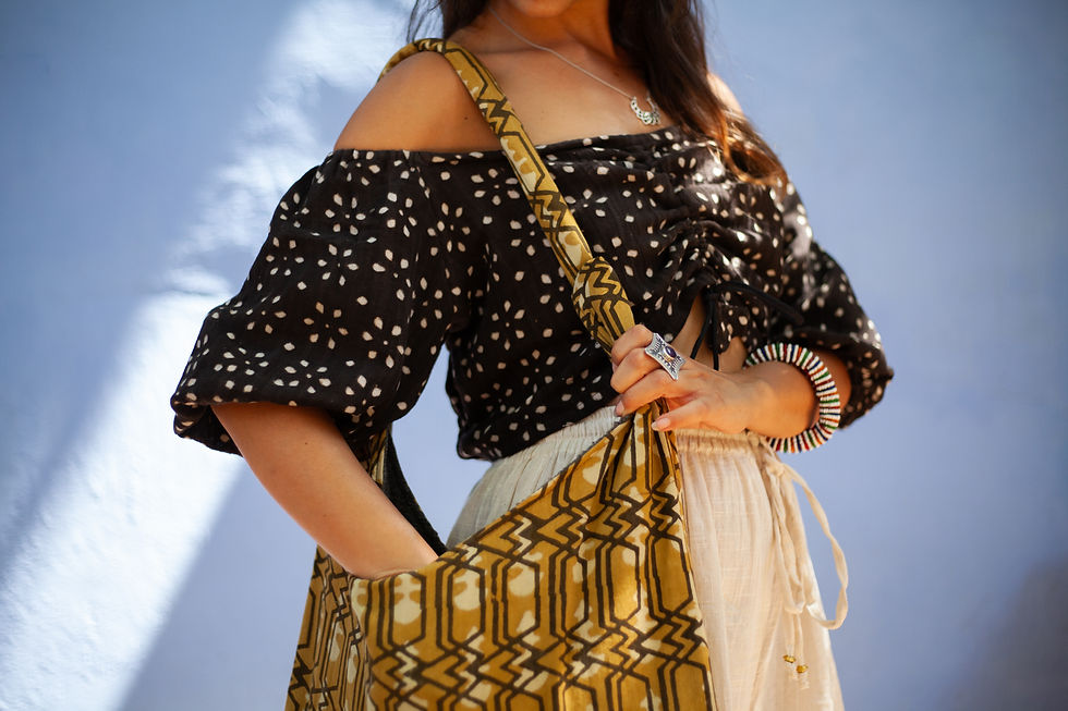 Thumbnail: Block Printed Geomatric Cotton Bag