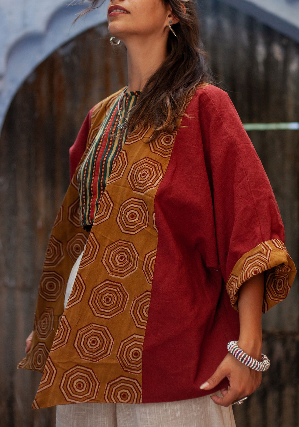 Thumbnail: Block Printed Kimono - Geomatric