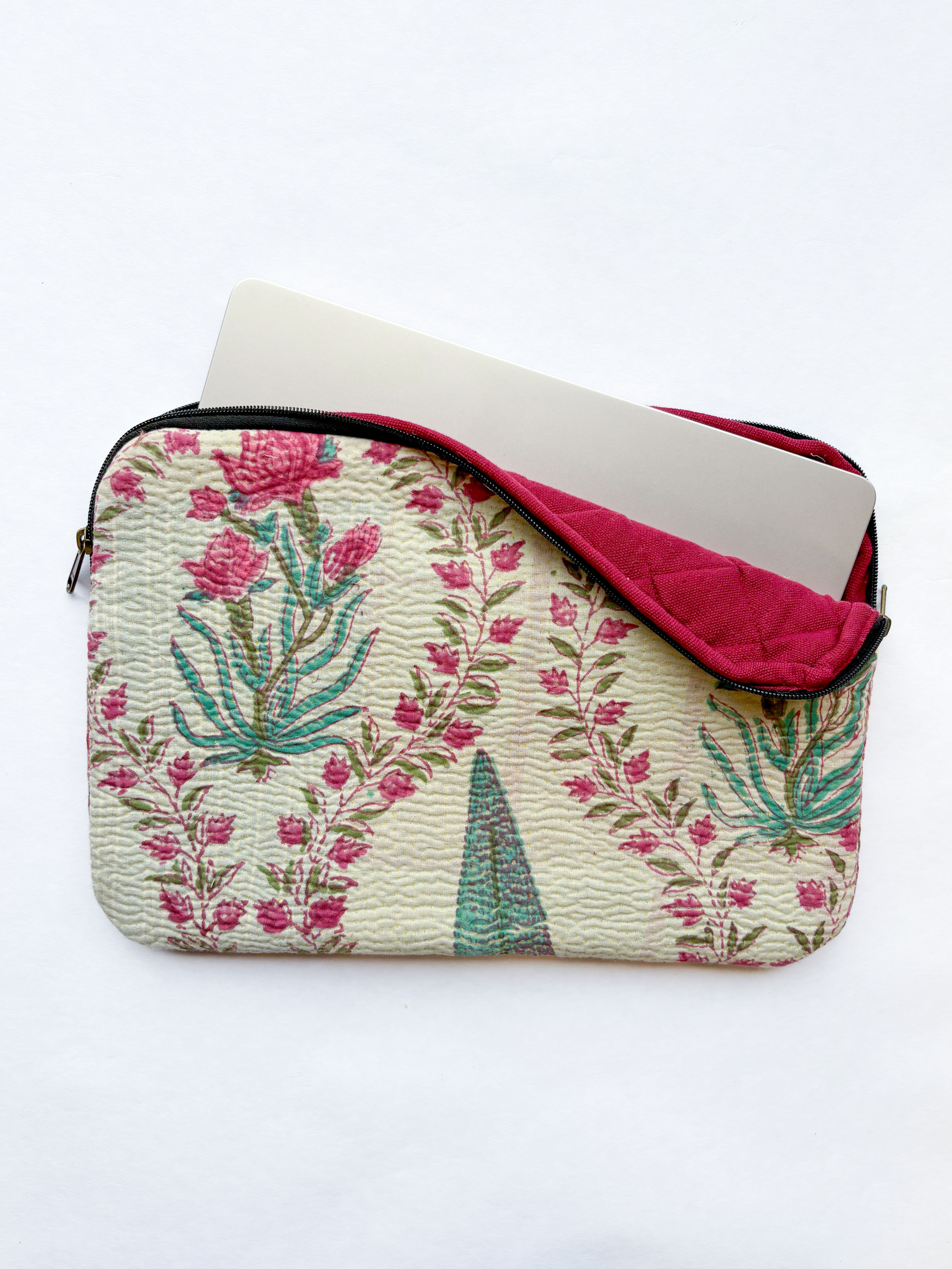 Vintage Block Printed Kantha Laptop Case