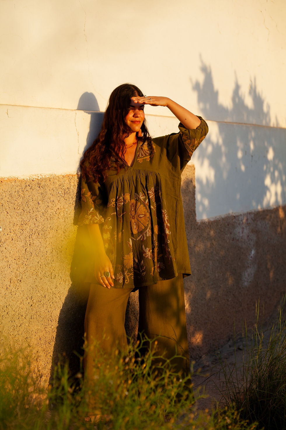 Thumbnail: The Suzani Embroidery Tunic - Fern
