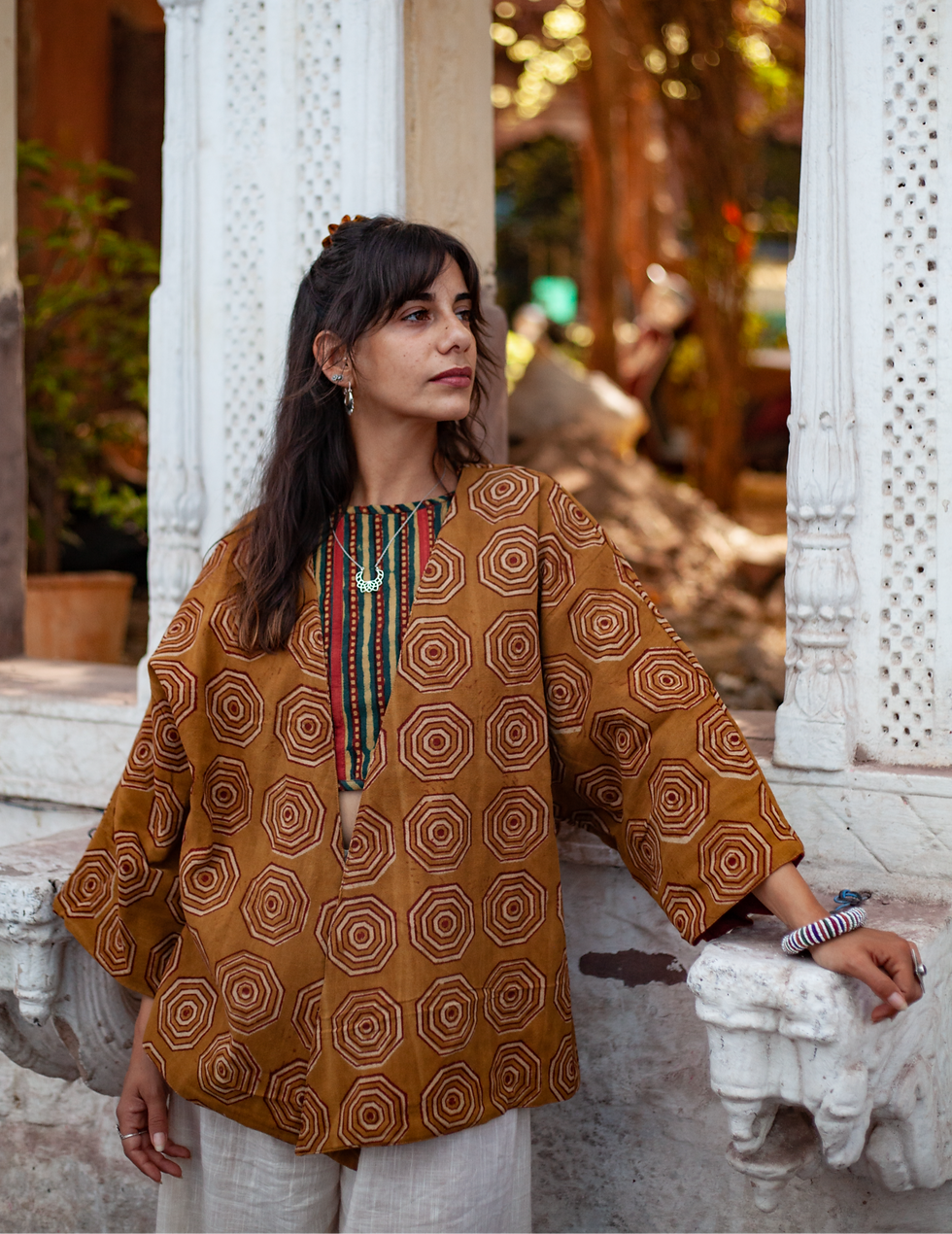 Thumbnail: Block Printed Kimono - Geomatric